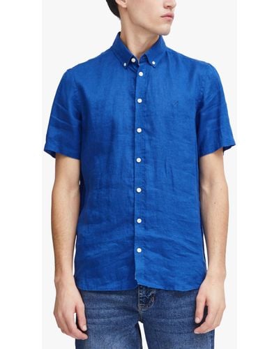 Casual Friday Anton Short Sleeve Linen Shirt - Blue