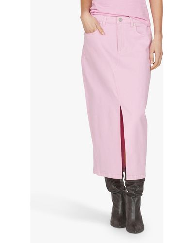 Sisters Point Olia Front High Split Long Skirt - Pink