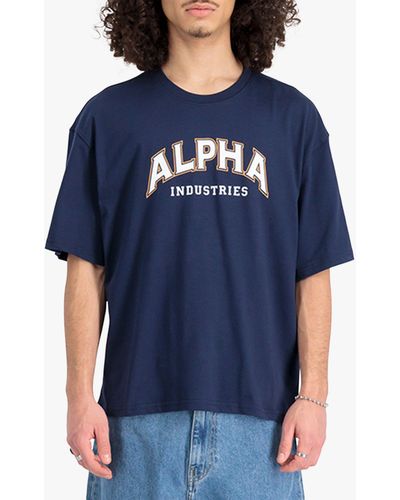 Alpha Industries University Logo Crew Neck T-shirt - Blue
