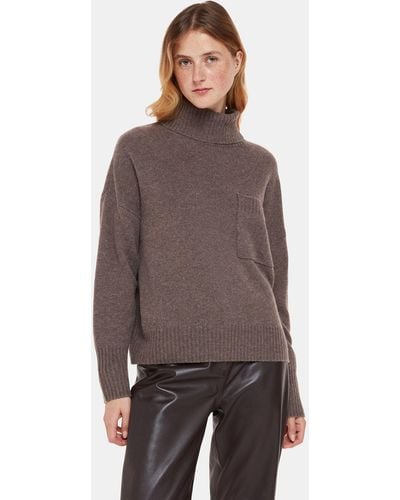 Whistles Wool Roll Neck Jumper - Brown