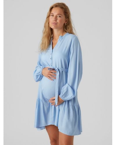 Mama.licious Mercy Shirt Maternity Dress - Blue
