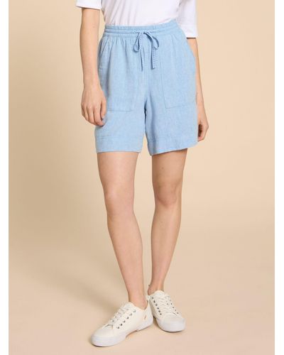 White Stuff Elle Linen Blend Shorts - Blue