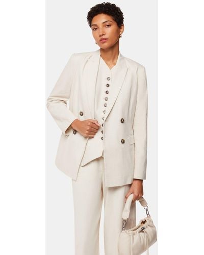 Whistles Lindsey Linen Blend Double Breasted Suit Blazer - Natural