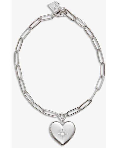 Wanderlust + Co Wanderlust + Co Heart Locket Chain Bracelet - Metallic