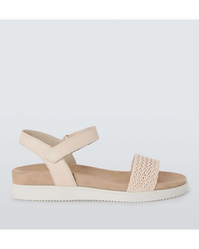 John Lewis Lucie Leather Woven Strap Comfort Sandals - Natural