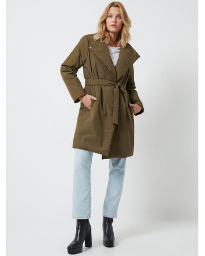 French Connection Rosalie Long Wrap Puffer Coat - Natural