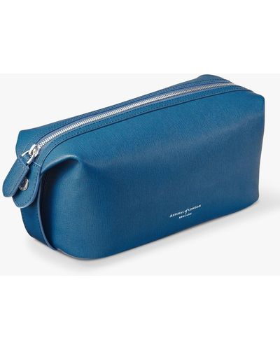 Aspinal of London Mount Street Saffiano Leather Wash Bag - Blue