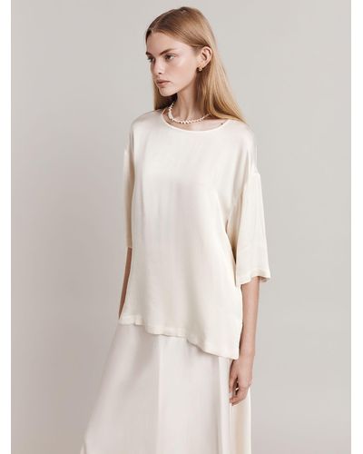 Ghost Cairo Relaxed Satin Top - Natural