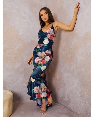 Chi Chi London Petite Floral Print Midi Dress - Multicolour
