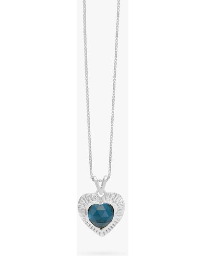 Rachel Jackson Personalised Electric Love Blue Topaz Heart Necklace - White