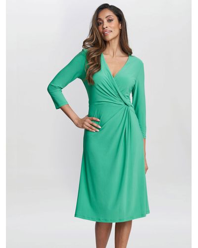 Gina Bacconi Twist Detail A-line Jersey Dress - Green