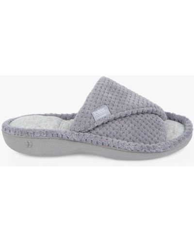 Totes Textured Popcorn Turnover Mule Slippers - White