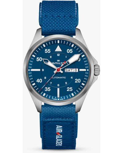 Hamilton H64655941 Khaki Aviation Pilot Air-glaciers Automatic Fabric Strap Watch - Blue