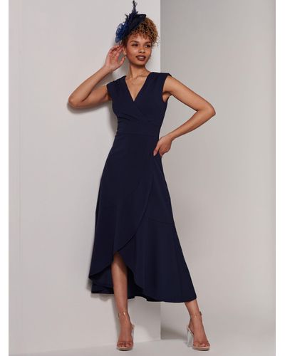 Jolie Moi Preslie Wrap Midi Dress - Blue