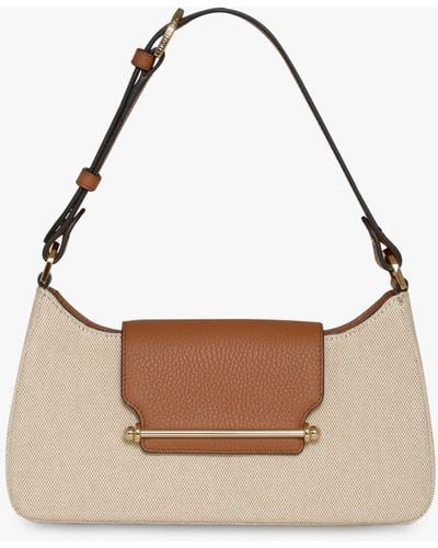Strathberry Multrees Omni Leather And Canvas Shoulder Bag - White