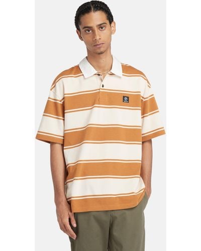 Timberland Stripe Short Sleeve Rugby Shirt - Orange