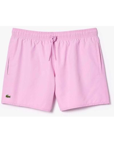 Lacoste Plain Logo Swim Shorts - Pink