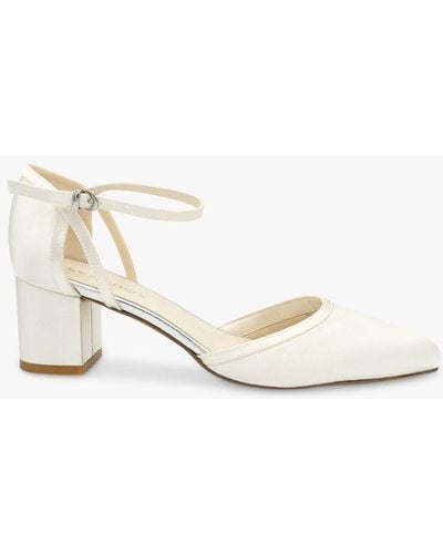 Paradox London Andrienne Dyeable Satin Mid Block Heel Court Shoes - Natural