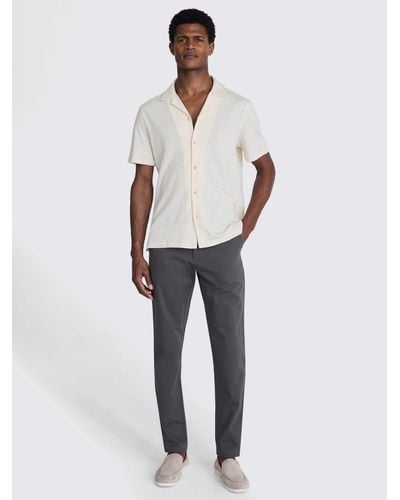 Moss Linen Blend Knitted Cuban Collar Shirt - White