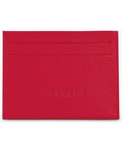Longchamp Le Foulonné Leather Card Holder - Red