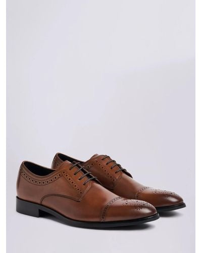 Moss John White Lucan Tan Brogue Shoes - Brown