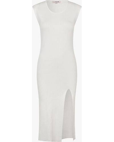A-View Rib Slit Midi Dress - White