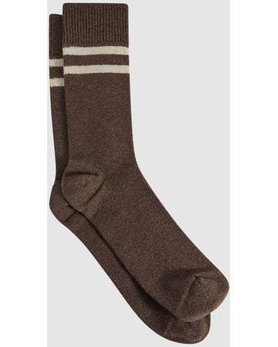 Reiss Alcott Wool & Cashmere Blend Socks - Brown