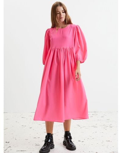 Lolly's Laundry Marion Balloon Sleeve Midi Dress - Pink
