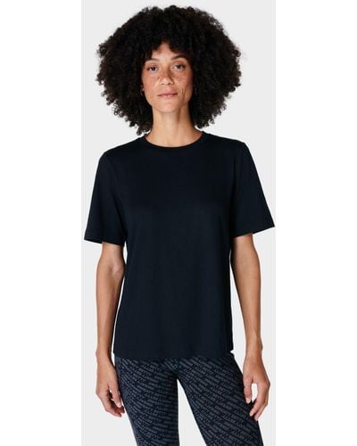 Sweaty Betty Essential Organic Cotton Blend Crew Neck T-shirt - Blue