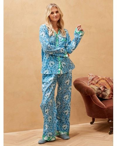 Brora Organic Cotton Patchwork Pyjamas - Blue