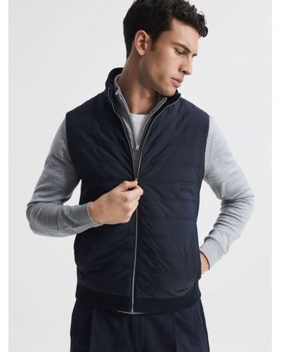 Reiss William Quilted Gilet - Blue