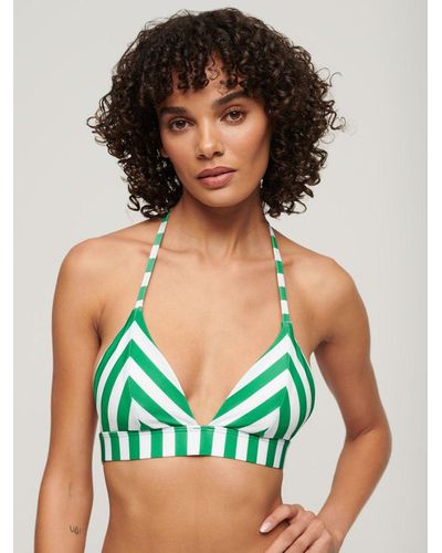 Superdry Stripe Triangle Bikini Top - Green
