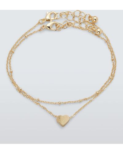 John Lewis Heart Bead Chain Bracelet - White