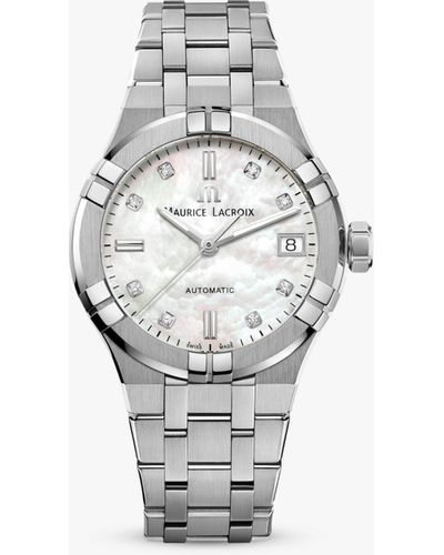 Maurice Lacroix Ai6006-ss002-170-1 Aikon Automatic Diamond Date Bracelet Strap Watch - White