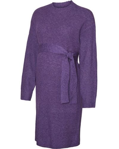 Mama.licious Svala Plain Knit Maternity Dress - Purple
