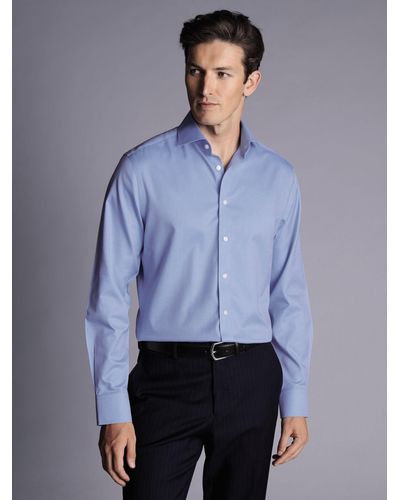 Charles Tyrwhitt Button Down Collar Non-iron Slim Fit Shirt - Blue