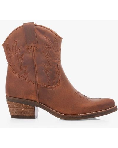 Moda In Pelle Bettsie Leather Cowboy Boots - Brown