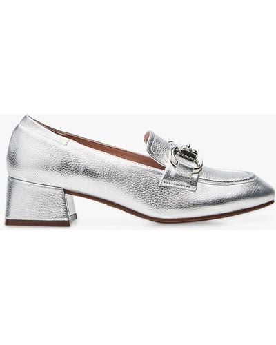 Moda In Pelle Fenet Leather Block Heel Loafers - White