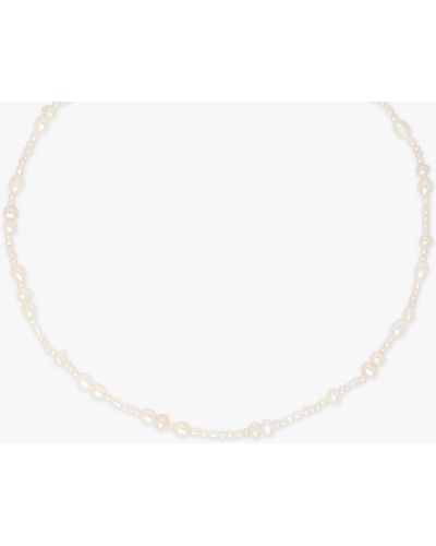 Astrid & Miyu Freshwater Pearl Beaded Necklace - White