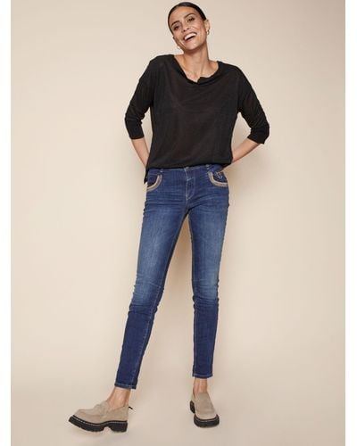 Mos Mosh Naomi Decorative Trim Slim Fit Jeans - Blue
