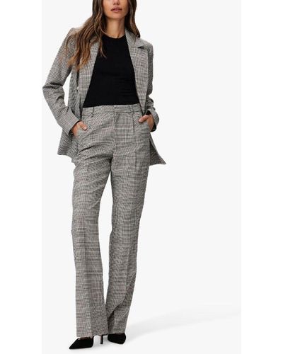 PAIGE Aracelli Metallic Plaid Trousers - Grey