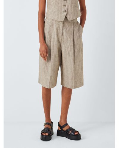 John Lewis Stripe Linen Shorts - Natural