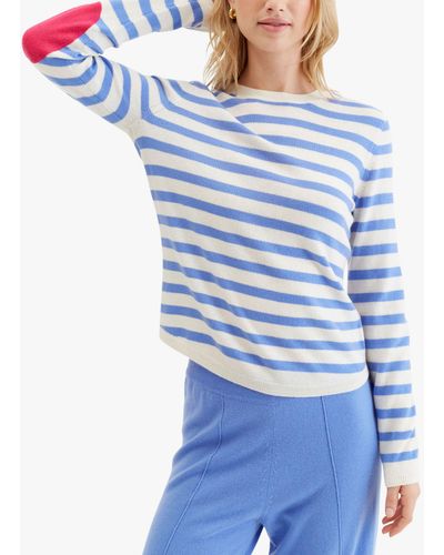 Chinti & Parker Wool Cashmere Blend Stripe Jumper - Blue