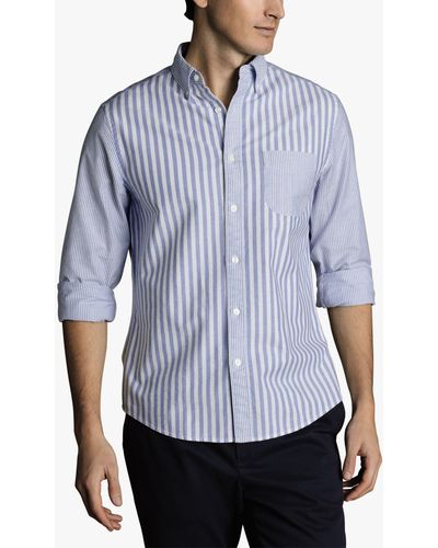 Charles Tyrwhitt Slim Fit Strip Patchwork Stretch Oxford Shirt - Blue