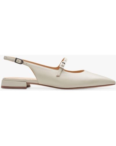 Clarks Sensa 15 Pointed Toe Leather Slingback Court Shoes - White