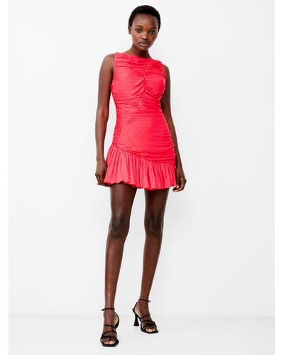 French Connection Althea Satin Sleeveless Mini Dress - Red