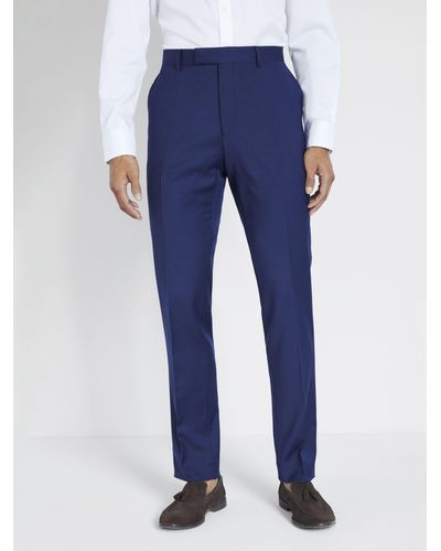 Moss Tailored Twill Suit Trousers - Blue