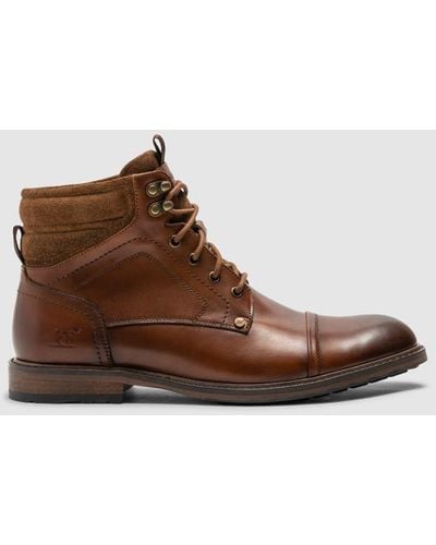 Rodd & Gunn Dunedin Leather Military Boots - Brown