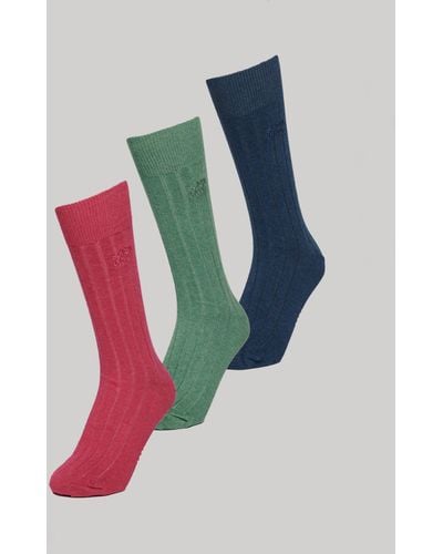 Superdry Organic Cotton Blend Core Rib Crew Socks - Blue