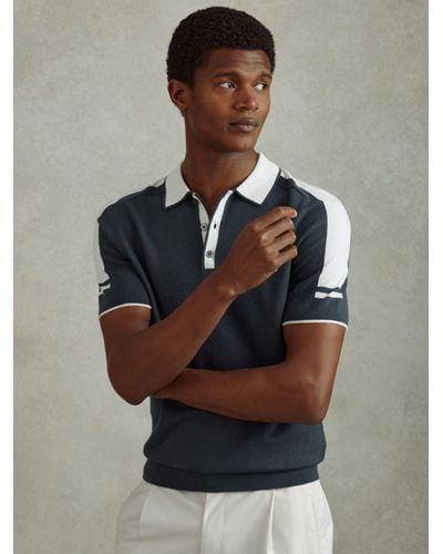 Reiss Brunswick Wool-cotton Contrast Polo Shirt - Multicolour